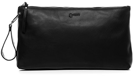BACCINI Clutch echt Leder - Unterarmtasche JIL M - Abendtasche Damen Tasche Damentasche mit Schultergurt - Ledertasche Damen schwarz handgefertigt
