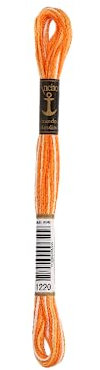 Anchor Sticktwist 8m, orange ombre, Baumwolle, Farbe 1220, 6-fädig
