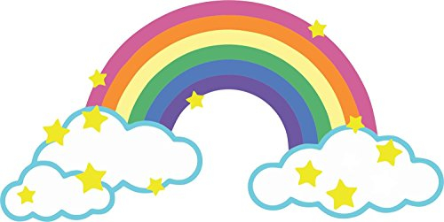 Akachafactory Aufkleber Sticker Auto Motorrad Deko Regenbogen Sterne Wolken Kinder
