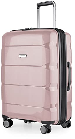 HAUPTSTADTKOFFER - Britz - Hartschalen-Koffer Koffer Trolley Rollkoffer Reisekoffer Erweiterbar, 4 Rollen, TSA, 77 cm, 115 Liter, Champagner
