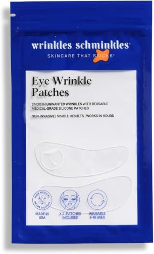 Wrinkles Schminkles Under Eye Wrinkle Patches, Smooth Eye Wrinkles, Crows Feet & Dark Circles Overnight, 1 Pair Reusable Medical Grade Silicone Patches