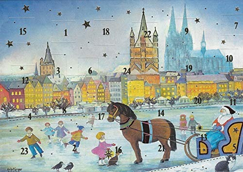 Adventskalenderkarten Set 5 Karten Köln Dom Nostalgie Weihnachten Grußkarten Goldprägung Kunstkarte