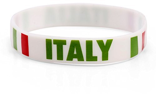 Komonee 2 x Italy White World Cup Sports Event Football Country National Flag Silicone Wristbands