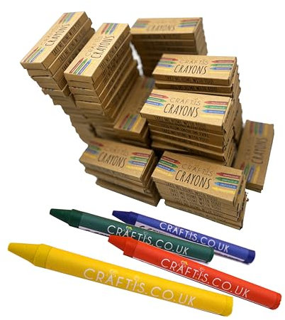 Craftis Multi-Pack of Bulk Crayons - 200 Boxes with 4 Colours Per Box, 800 Crayons Total - Crayon Set for Kids Perfect for Children's School, Restaurants, Party Bag Fillers and Travelling