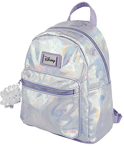 Bioworld Disney The Little Mermaid All-Over Debossed Pattern Shimmer Print Ladies Backpack Rucksack 26 centimeters 20 Silber (Silver)