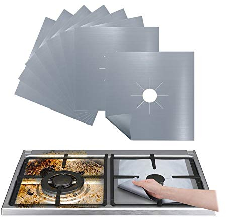 Protection de Gazinière, Lot de 4 Protection Cuisinière à Brûleurs Gaz, en Fibre Réutilisable Facile à Nettoyer et à Couper