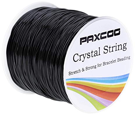 Paxcoo Stretchy String for Bracelets, 0.8mm Black Elastic String Bracelet Cord Jewelry Bead Thread for Bracelets, Necklaces, Beading and Jewelry Making