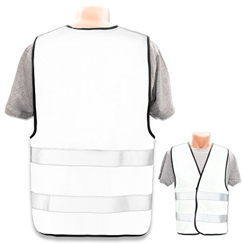 Warnweste selbst gestalten mit eigenem Aufdruck * Bedruckt mit Name Text Bild Logo Firma, Farbe & Größe:Weiß/Größe M/L, Position & Druckart:Ohne Druck (nur Weste)