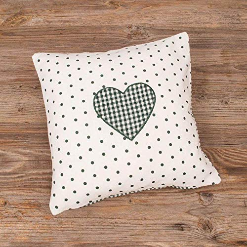 Kissen-Bezug in 30x30 cm für Deko-Kissen Sofa-Kissen - Baumwolle Kissen-Hülle LISE Landhaus-Stil grün weiß gepunktet - Waschbarer Reißverschluss Zierkissen-Bezug für Couchkissen