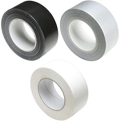 Rollen Klebeband Gewebeband Panzerband Panzertape 50m X 48mm schwarz, silber, weiss (3 Rollen je 1x schwarz, silber, weiß, 3 Rollen 3 Farben)