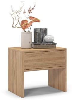 regalik Nachttisch 1 Schublade 50 x 45 x 35 cm, Eiche, für Schlafzimmer | Kompakte Form, pflegeleichte Oberfläche, vielseitig als Beistelltisch, Nachttisch oder kleiner Wohnzimmertisch