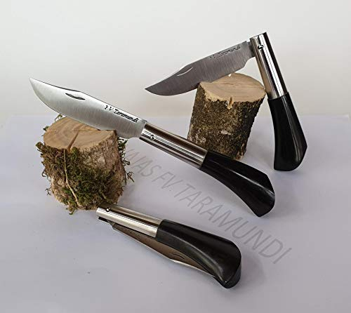 Navaja artesanal TARAMUNDI ebano Caza, Pesca, Camping, Outdoor, Supervivencia y Bushcraft + Portabotellas de regalo