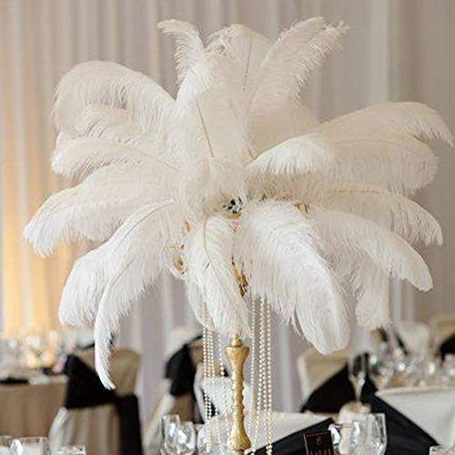 JAWSEU 10 Stück Natürliche Straußenfedern, 45-50 cm (18-20 Zoll) Strauß Feder Plume für Hochzeit Mittelstücke Dekoration, weiß