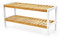 Unibos Bamboo Shoe Bench 2 Tier Shoe Rack Storage Organiser Shoe Racks Storage Shelf Organizer Perfect for Entryway Living Room Hallway Holds Up To 8 Pairs Adult Shoes (NATURAL - 2 Tier Shoe Rack)