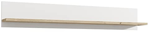 Newroom Wandboard Weiß Matt und Bianco Eiche Wandregal Modern - 160x25,6x21,9 cm (BxHxT) - Bücherregal Hängeregal Wandpaneel - [Akil.Five] Wohnzimmer Wohnstube Büro