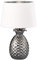 etc-shop Tischleuchte Tischlampe Beistellleuchte Wohnzimmerlampe Ananas Designlampe mit Textilschirm, Keramik silber, 1x E27 Fassung, DxH 28x43 cm