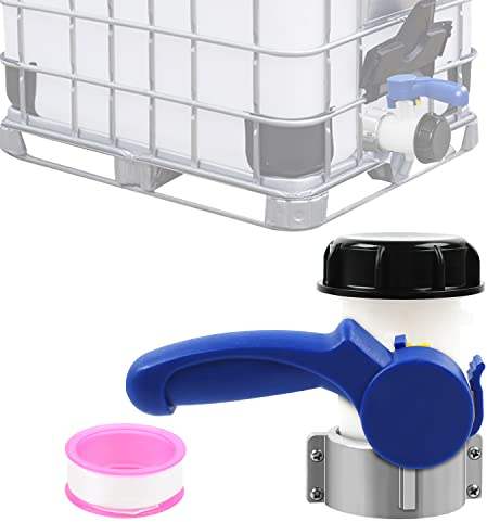 MaxAwe 62mm IBC Kugelhahn Klappenhahn, DN40 IBC Auslaufhahn Absperrhahn, Behälter Container Auslass Regelventil, Universal Adapter Zubehör Absperrventil Für Regenwassertank Anschluss