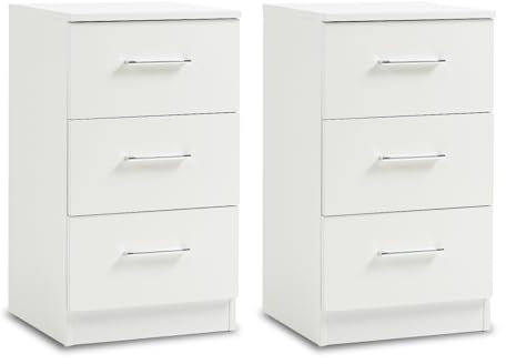 Thanaddo Nachttische 2er Set, Nachtkommode mit 3 Schubladen für Boxspringbett