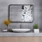 MIQU Badezimmerspiegel 70x50cm Badspiegel ohne Beleuchtung rechteckig Spiegel Schwarz Metallrahmen Wandspiegel für Badezimmer, Wohnzimmer, WC 500x700mm
