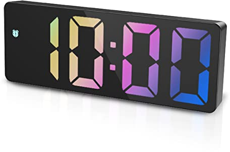 Neueste Digitale Wecker, LED-Uhr, elektronische Tischuhr mit Temperaturanzeige, Reisewecker, einstellbare Helligkeit, 12/24H Anzeige, Digitaluhr für Haus, Schlafzimmer, Büro, Kinder, Ältere,Farbe