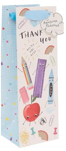Glick Luxury Bottle Bag for Teacher: This 'Awesome Teacher' Gift Bag has Been Designed to Hold Your Favorite Teacher's Bottle, Ideal as a Thoughtful Present for Your Teacher at The End of Term
