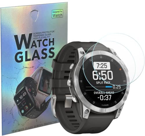 PHONILLICO Verre Trempé pour Garmin Epix Gen 2 / Epix Gen 2 Sapphire [Lot de 2] Film Protection Ecran Montre Anti Rayure