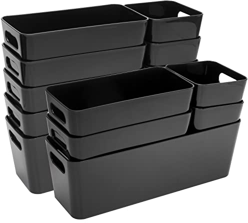 13 Teile Organizer Set - 10 cm hoch - schwarz - Boxen in 3 Größen - Schubladeneinsatz - passend für Schubladen von 40 x 60 cm