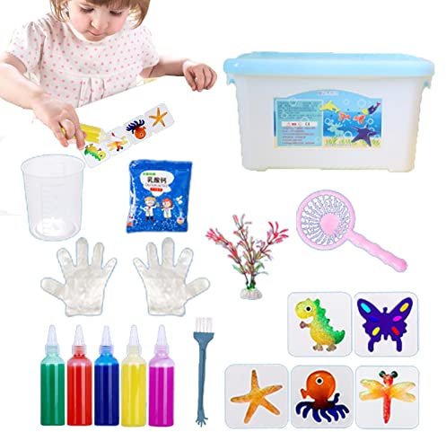 HEPVET 3D-Gel-Wasserspielzeug, Magic Water Spielzeug-Kit, Bunte Unterwasserwelt Kreatur Form Wasserperlen Elfen Spielzeug für Jungen & Mädchen Party Geschenk