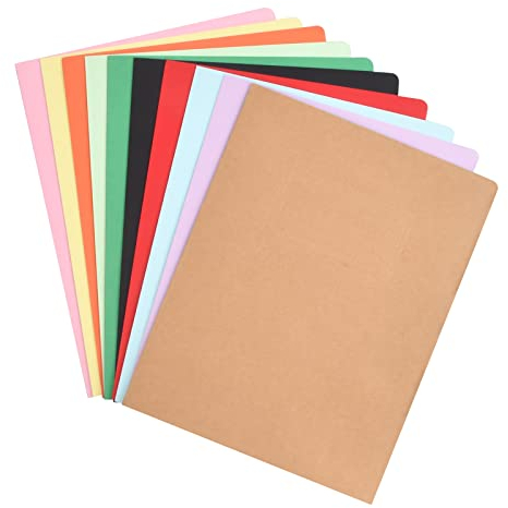 10 Stück Präsentationsmappe aus Karton, 10 Farben Ordnungsmappe Dokumentenmappe Set, 310x220 mm Aktenhülle Projektmappe mit Visitenkartenschlitz, Kraftpapier Mappe A4 für Schule Büro Business Zuhause