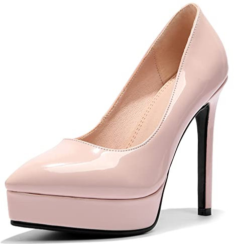 Décolleté a Spillo da Donna, Pompe al Tallone Alto Appuntito Senza Chiusura Scarpe da Sera con Plateau Moda Solid Scarpe Fdrjfv Rosa/12Cm Numero 39 EU
