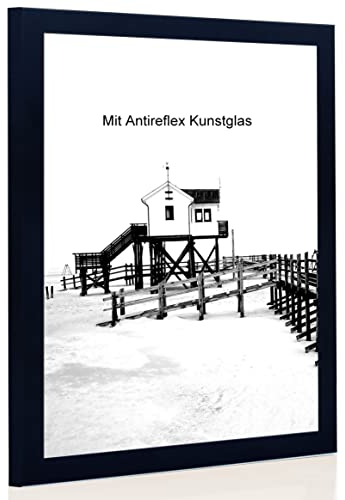 Bilderrahmen schwarz mit Antireflexglas - Bildgröße 60x80 cm - Leistenbreite 30mm