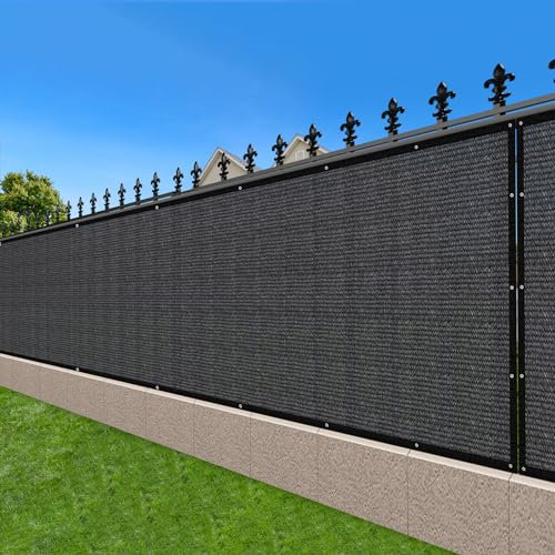 LOVE STORY 8'x 50' Fence Privacy Screen Outdoor Mesh Fencing Covers Screen Fence Wind Block with Grommets for Patio Garden Wall Backyard, Dark Grey (We Make Custom Size)