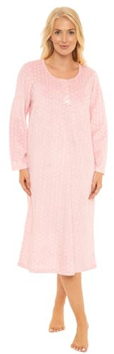 Suzy & Me Ladies Long Sleeved Soft Fleece Nightdress (12-14, PINK)
