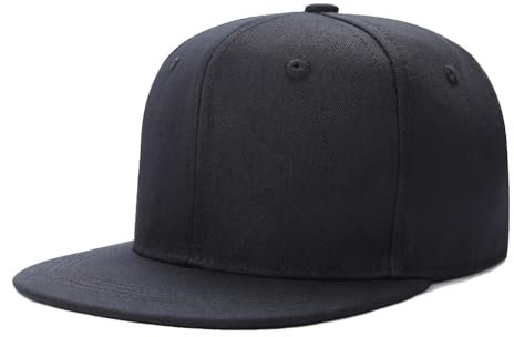Casquette snapback personnalisée pour hommes concevez votre propre logo et texte brodé visière plate visière classique réglable, Noir , M-3XL