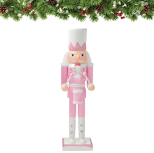 Yatlouba Schiaccianoci rosa, Guardia del soldato schiaccianoci di Natale rosa da 11, 8 pollici, Festive Glitter Figure da collezione Schiaccianoci Giocattolo per decorazioni natalizie, 4 st