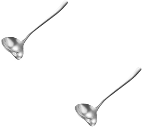 HOMSFOU 2 Pz Cucchiaio Deflettore Bocca Storta Mestolo Di Porzione Mestolo Di Salsa Mestolo Con Beccuccio Cucchiaio Da Quenelle Mini Mestolo Piccolo Argento Acciaio Inossidabile Cocktail