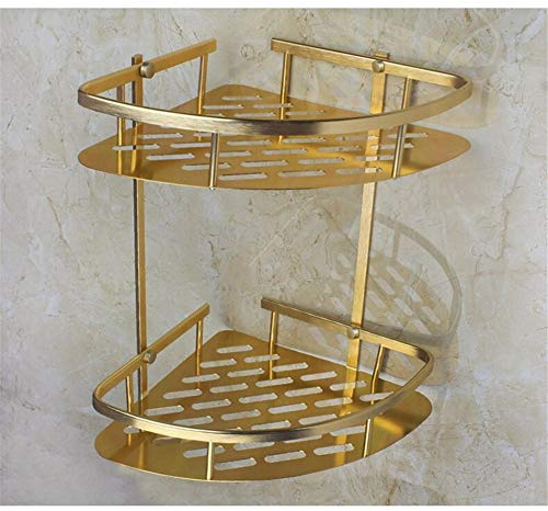 PuLAif Corner Shower Caddy,Shower Storage Rack, Bathroom Shelf Corner Basket Gold Shower Caddy for Shampoo Soap Hair Dryer Holder Triangle Shelves Wall Mounted Banheiro Etagere