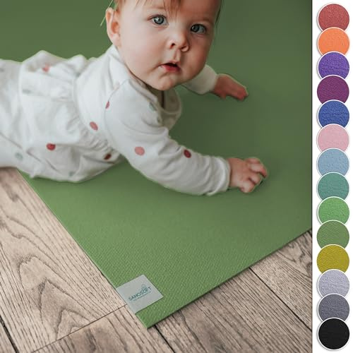 Sanosoft® Krabbelmatte Made in Germany, Öko-Tex Anti-Rutsch Krabbelunterlage 180cm X 180cm Olivgrün