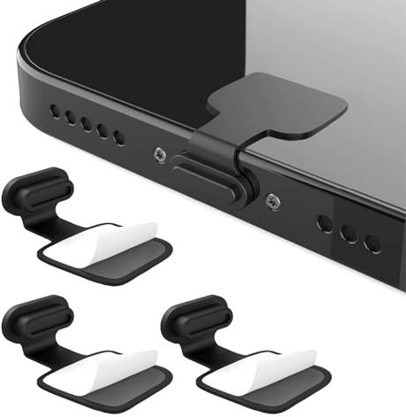 Desenda 3pcs USB Type C Anti-Lost Anti Dust Plugs, Dust Cover Port Plugs Protection Compatible with iPhone 15 Samsung Galaxy S21/S20/S22 Ultra HUAWEI for All Type-C Smartphone and Tablet - Black