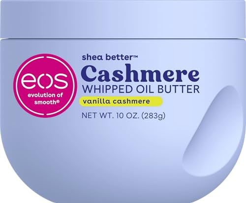 eos Cashmere Whipped Oil Body Butter – Vanilla kashmir 72 timmars fukt · Rikt kroppssmör · för torr hud – 283 g (10 oz)