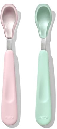 OXO TOT Feeding Spoon Set W Soft Silicone Opal and Blossom