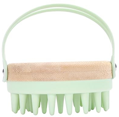 HAPINARY Kopfhautmassagebürste aus Silikon und Holz Haarshampoobürste für Dusche Sanfte Reinigung Massage und Kopfhaut Peeling Tiefenreinigung
