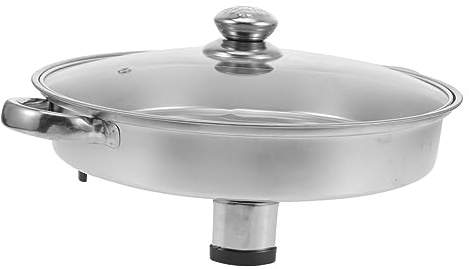 Garneck Edelstahl Grillherd Buffettablett Mit Glasdeckel Multifunktionale Fischgrillpfanne Für Camping Küche Und Buffet Inklusive Transport Tablett Robust Und Leicht