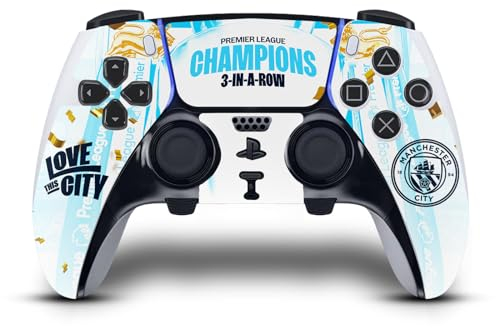 Head Case Designs Sous Licence Officielle Manchester City Man City FC Affiche De L'équipe Champions 2023 Vinyle Autocollant De Jeu Peau Compatible avec Sony PlayStation 5 PS5 DualSense Edge Controller