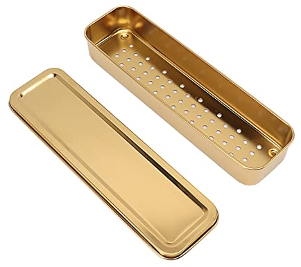NDNCZDHC Tragbarer Besteck-Schubladen-Organizer, Reisegeschirr-Aufbewahrungskoffer, Essstäbchen-Etui aus Edelstahl Mit Deckelabtropffläche(Gold)
