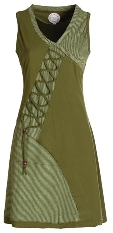 Vishes ärmelloses Damen-Kleid I Handgefertigt aus 100% Baumwolle I Kleid mit Wickeloptik I Ideal für Frühjahr & Sommer I Nachhaltige Alternative Bekleidung
