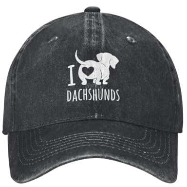 Unisex Baumwolle Ich Liebe Dackel Baseballmütze Erwachsene Dachs Wurst Wiener Hund Verstellbarer Papa Hut für Männer Frauen Hip Hop