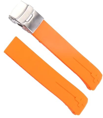 kongsou Sport-Silikon-Armband für Tissot Touch T013 T047 T-Sport T013420A T047420A T33 Wasserdichtes Uhrenarmband(Orange silver1,21mm)