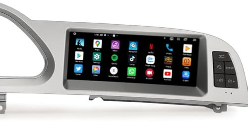 Erisin 8.8 Zoll Qualcomm 8-Kern Android 14 Autoradio für Audi A6 GPS Navigation Kabellos Carplay Bluetooth 5.1 IPS OEM Radio WiFi DSP DAB+ Canbus MMI 4GB RAM 64GB ROM