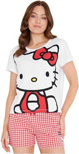 Hello Kitty Womens Pyjamas Short Sleeve PJs Set Teenagers Kawaii Lounge Sets Nightwear Soft Comfy Loungewear Sleepwear Anime Gifts for Women